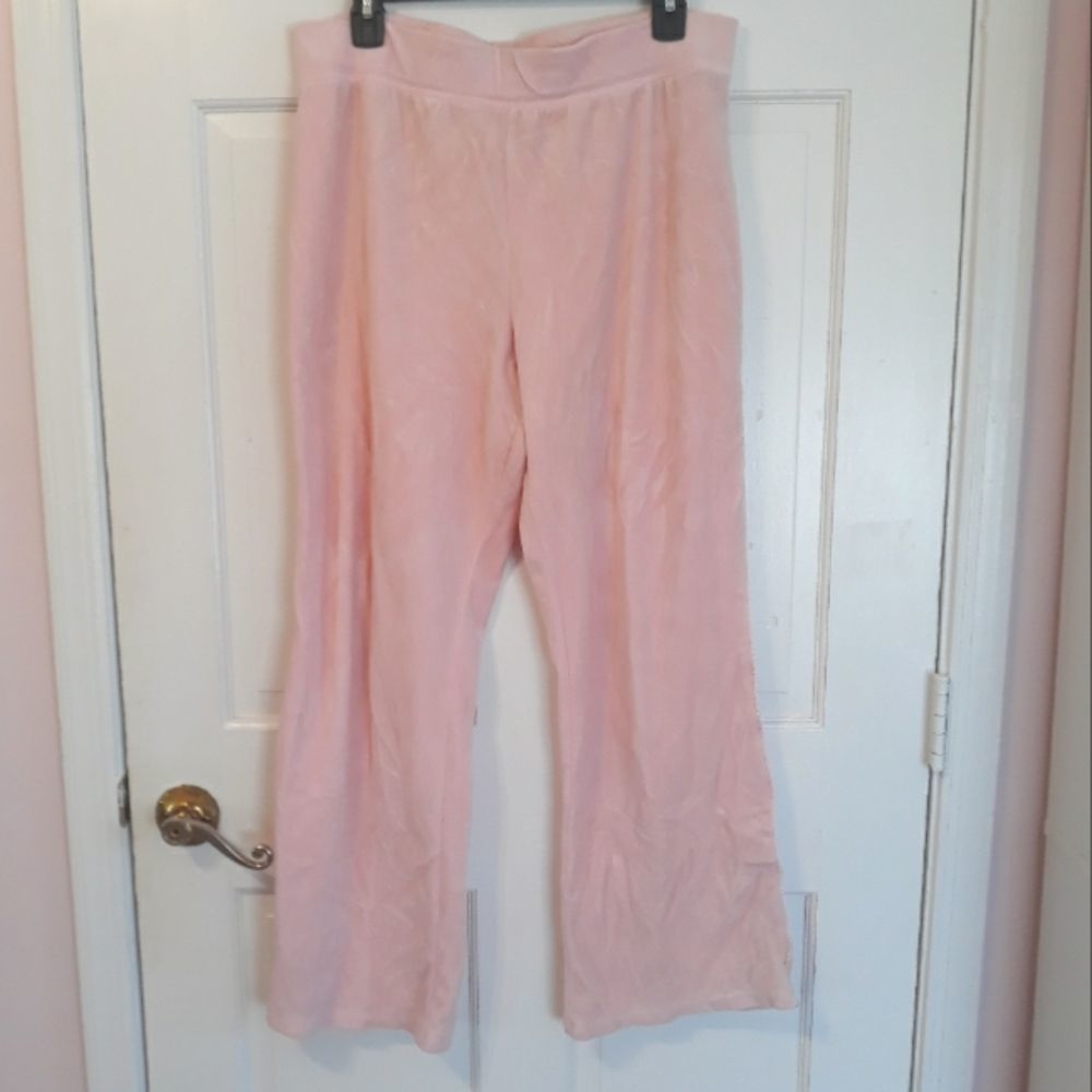 Vintage y2k pink satin piping stretch velour velvet track pants sweatpants